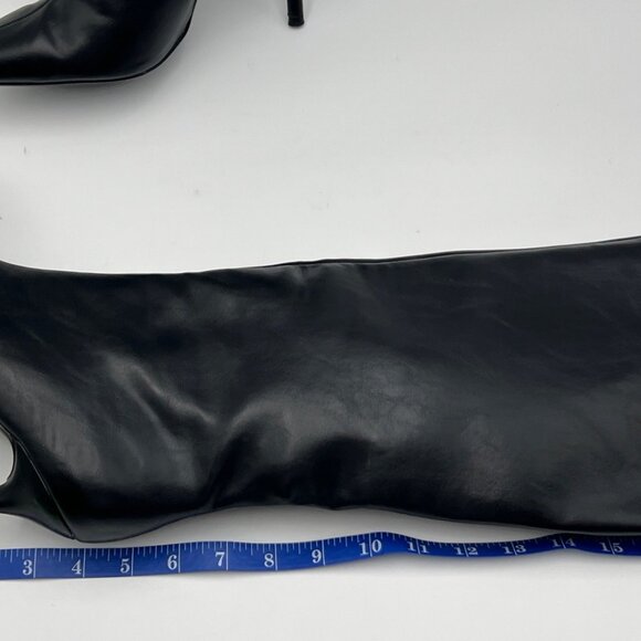 Zara Tall Black Leather Heeled Pointed Toe Boots - Picture 6 of 11